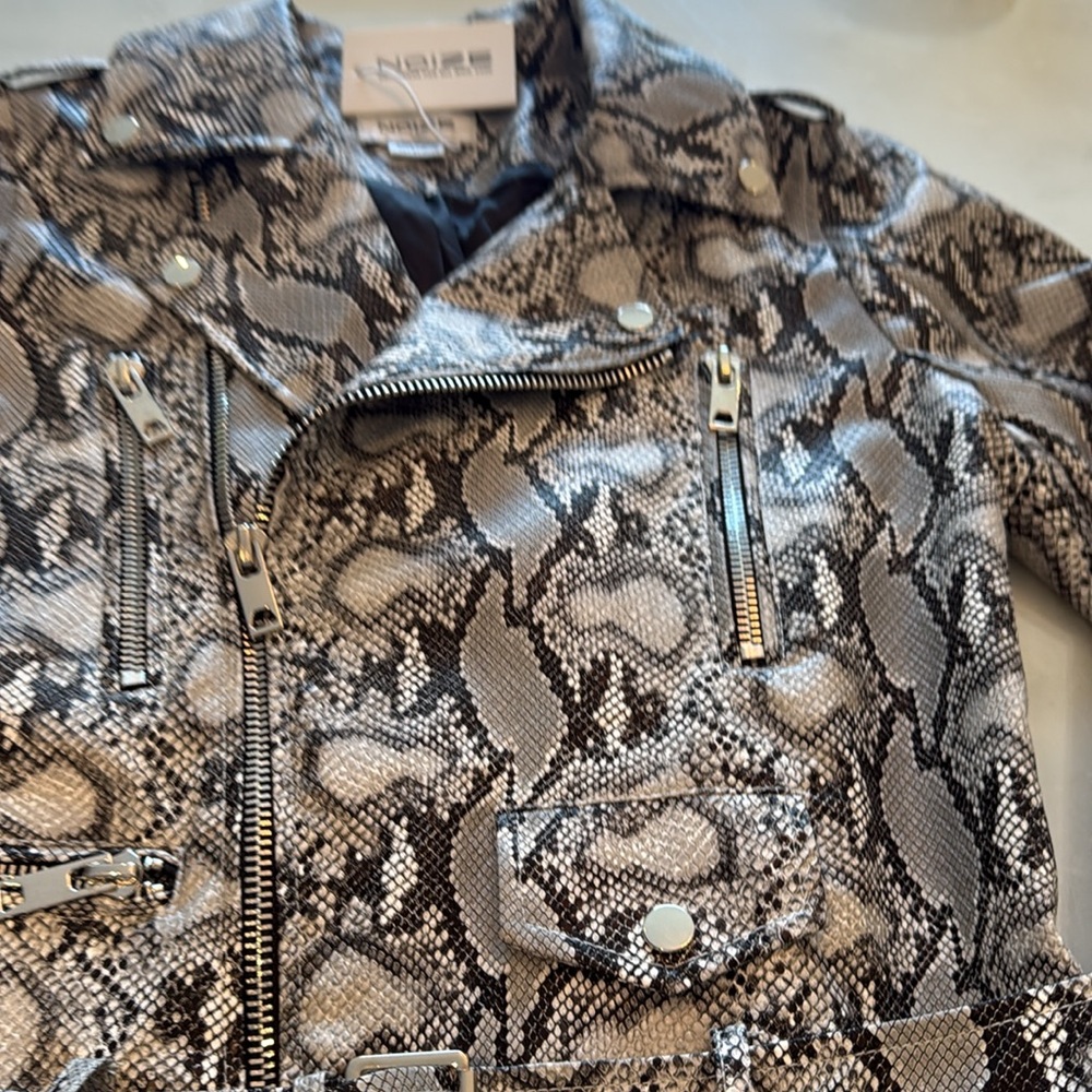 Noize Black and Gray Python Leather Jacket - Picture 4 of 4
